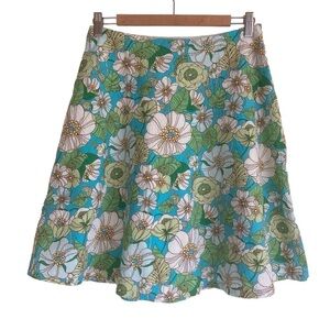 GAP Vintage Y2K Fairycore Knee Length A-line Skirt Seersucker Floral Print Sz 2